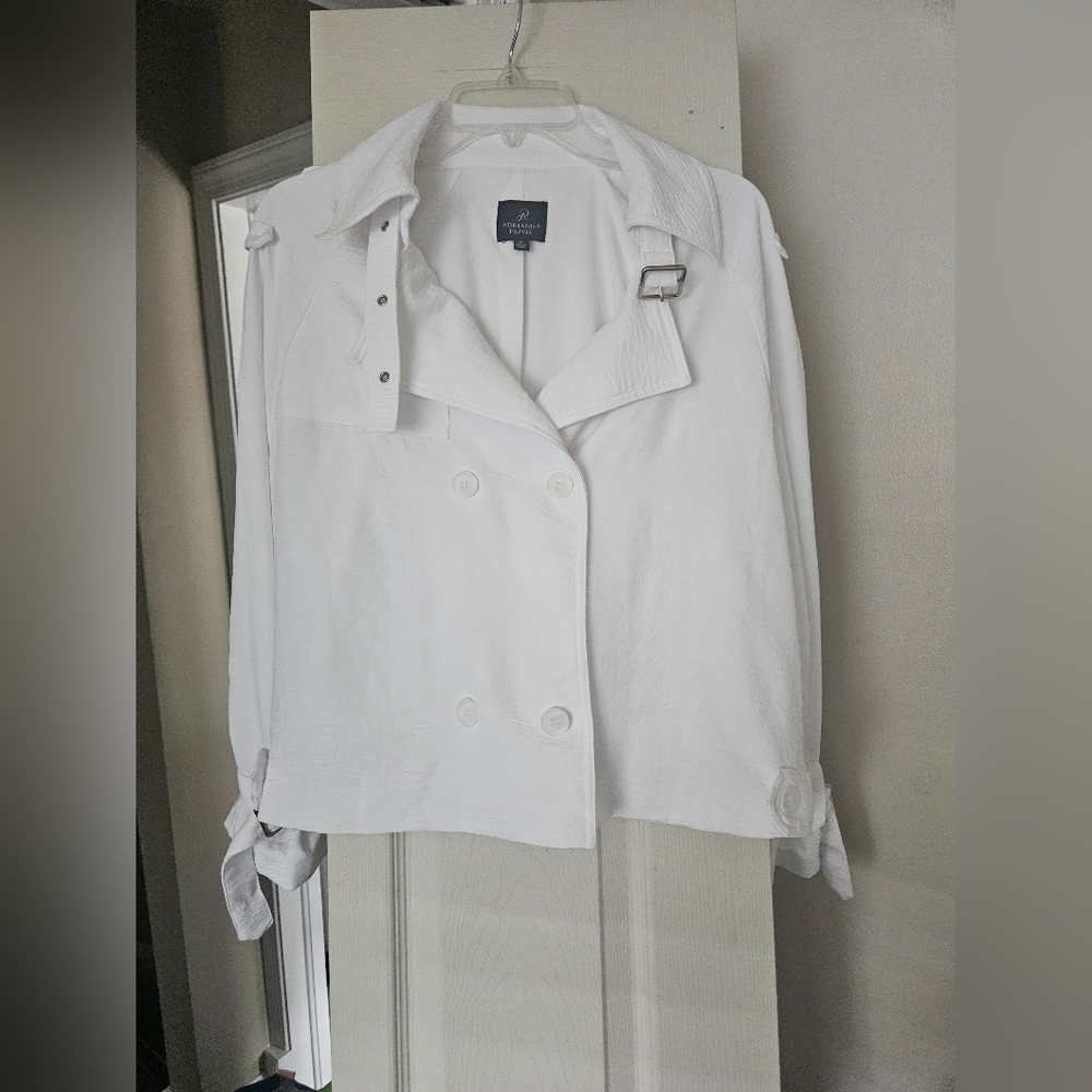 Adrianna Pappell White Trench Coat Classic Design